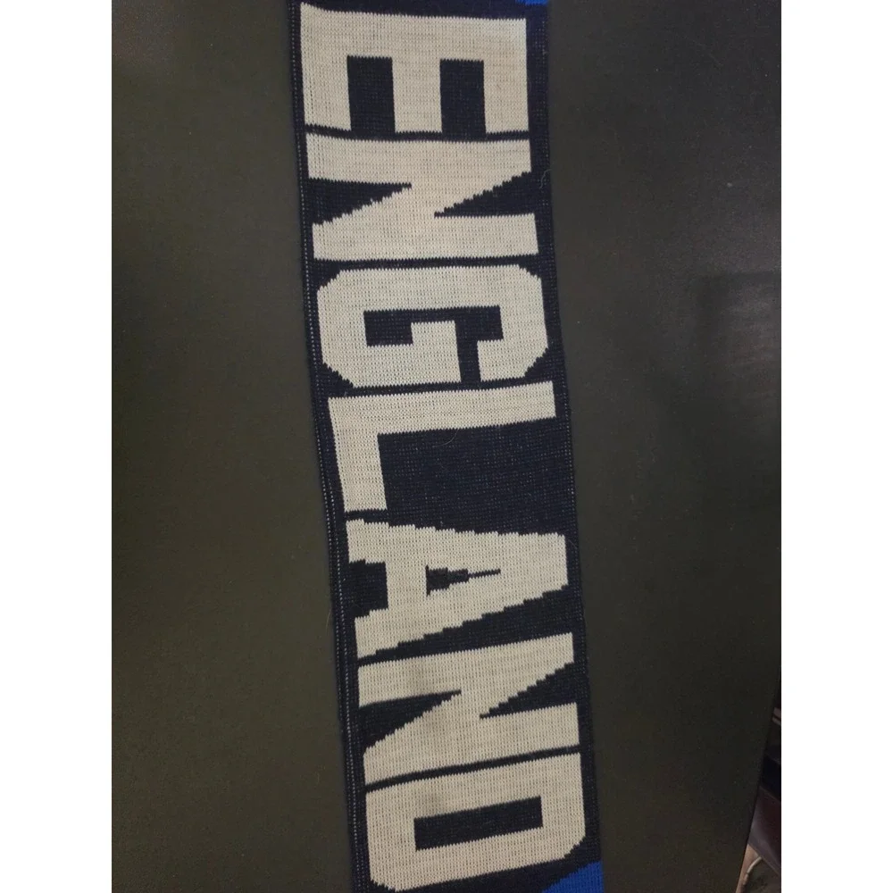 England National Team Soccer Scarf Navy Blue Red White Knit Fringe Fan Gear